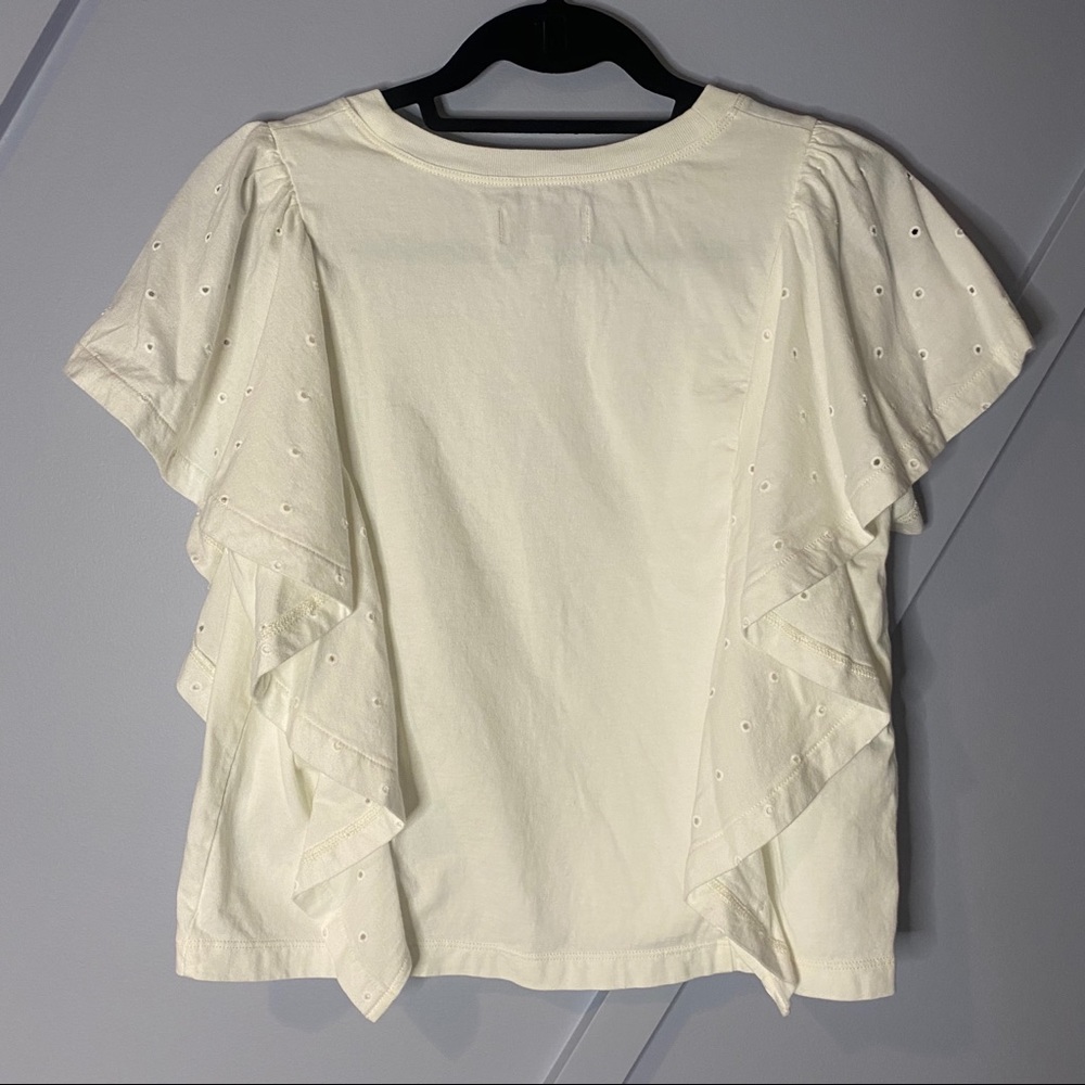 Madewell ruffle sleeve shirt white islet flirty